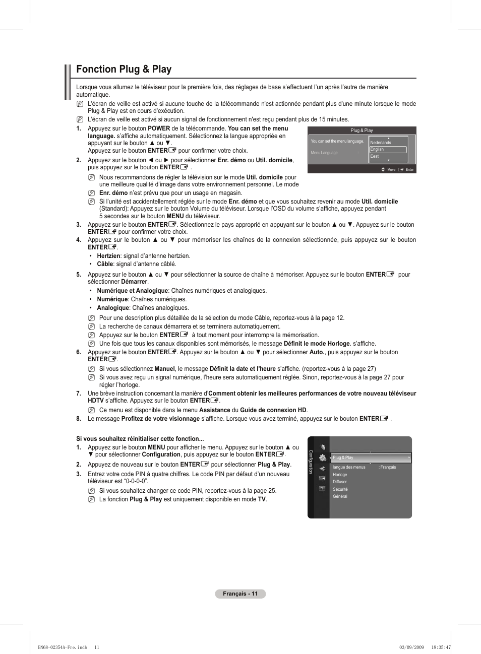 Fonction plug & play | Samsung PS50B450B1W User Manual | Page 51 / 357