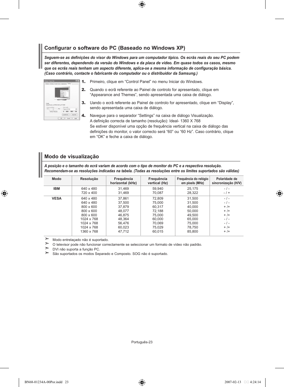 Modo de visualização | Samsung LE40S61B User Manual | Page 155 / 187