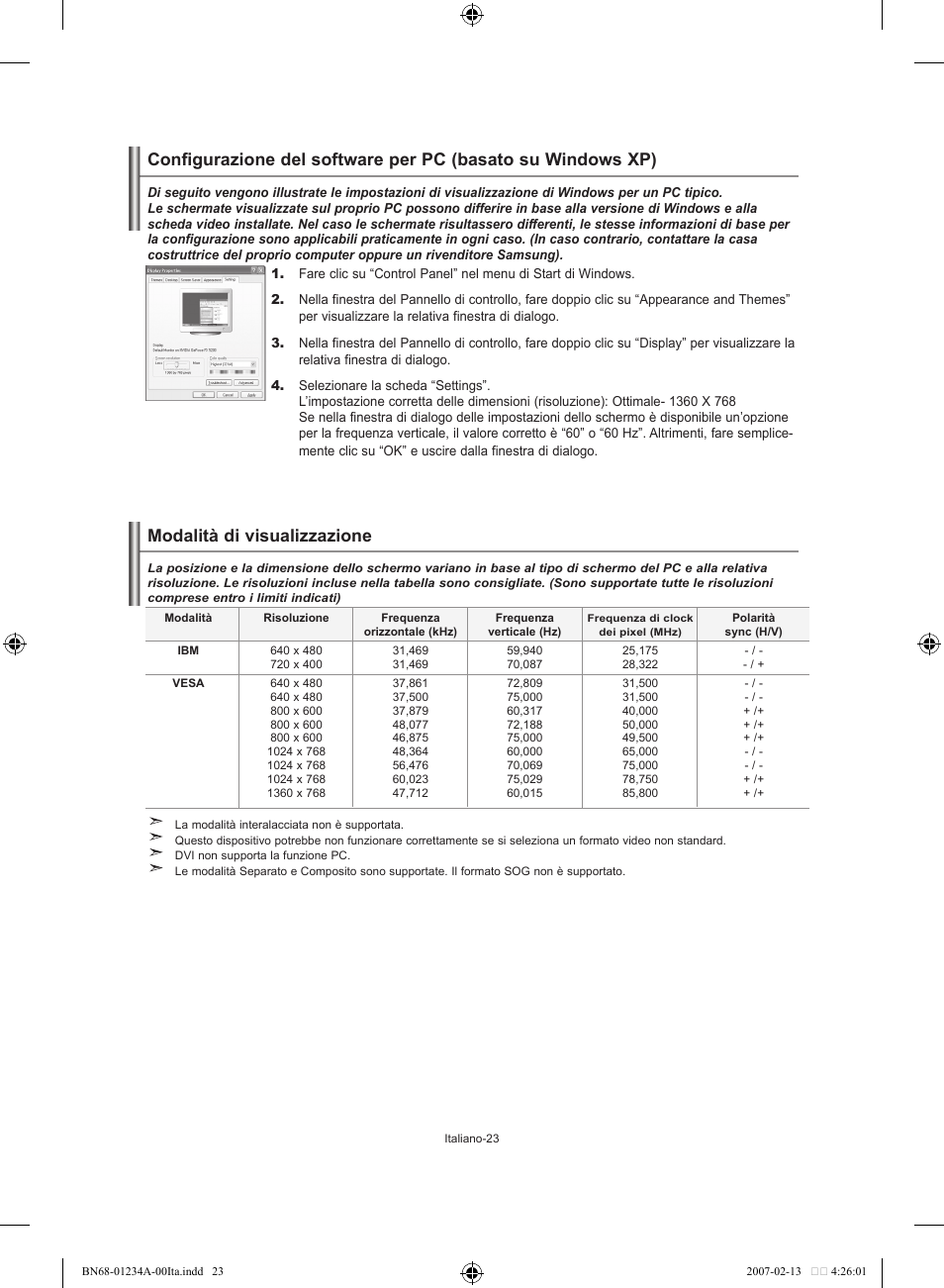 Modalità di visualizzazione | Samsung LE40S61B User Manual | Page 181 / 187