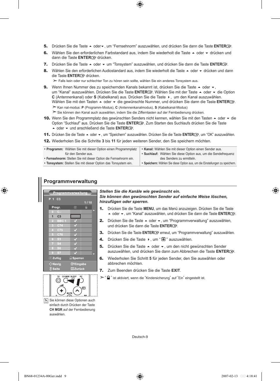 Programmverwaltung | Samsung LE40S61B User Manual | Page 63 / 187