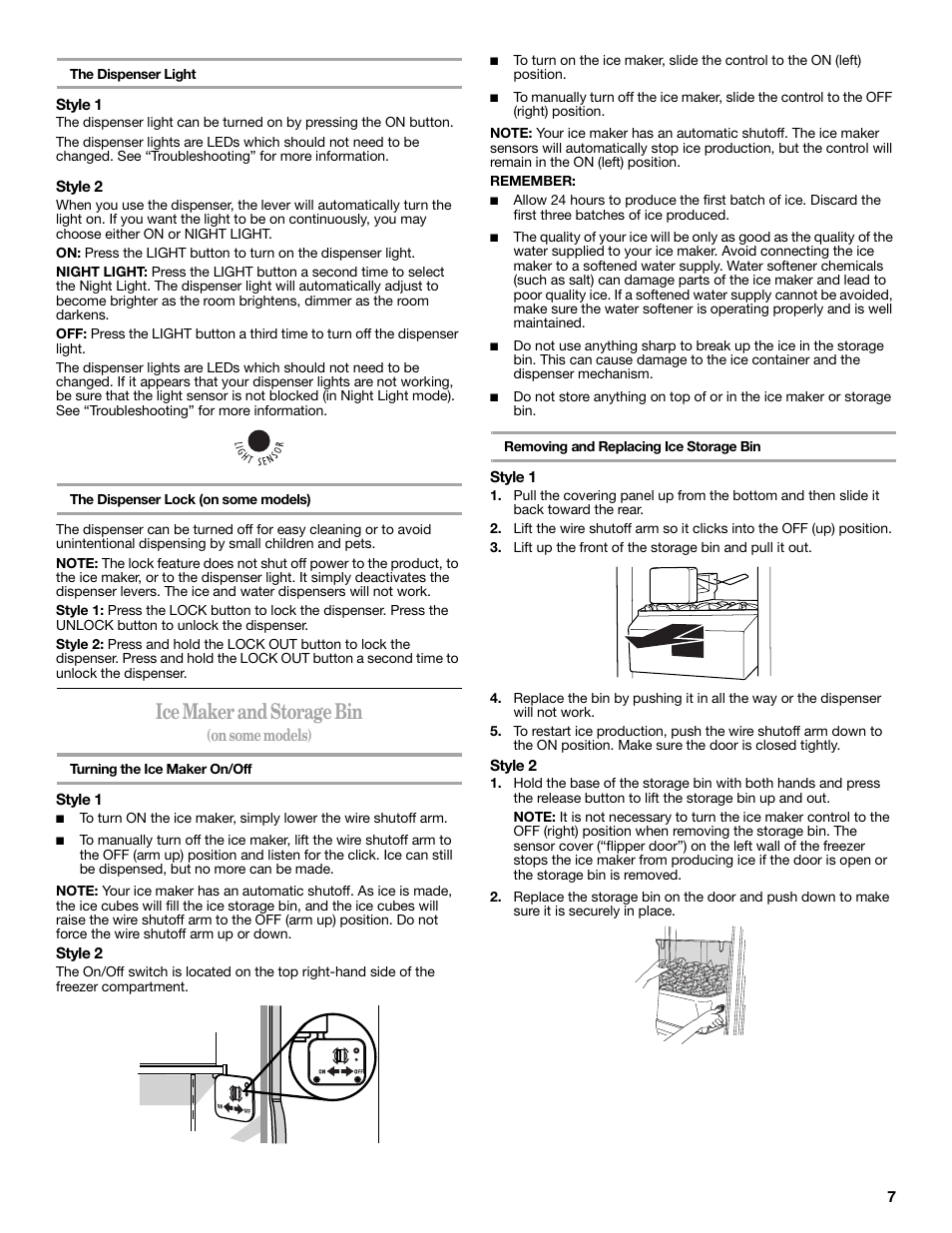 Ice maker and storage bin | Amana W10321485A User Manual | Page 7 / 54