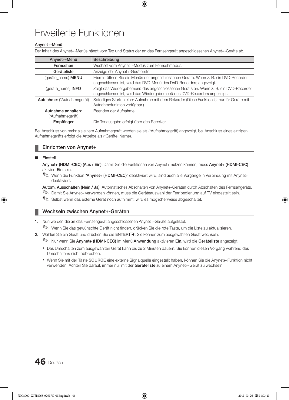 Erweiterte funktionen | Samsung UE55C8000XP User Manual | Page 174 / 193
