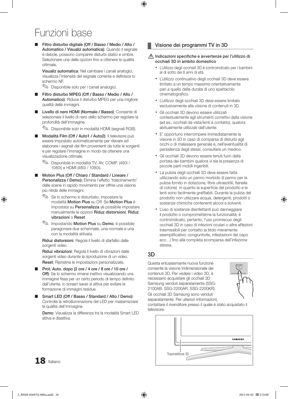 Funzioni base | Samsung UE55C8000XP User Manual | Page 82 / 193