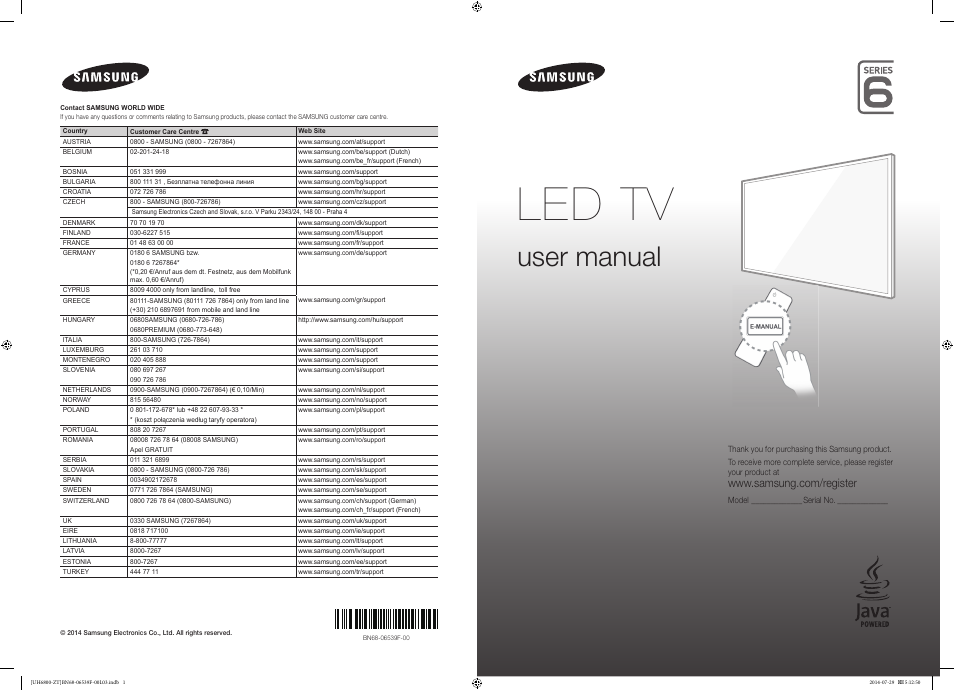 Samsung UE55H6800AY User Manual | 61 pages