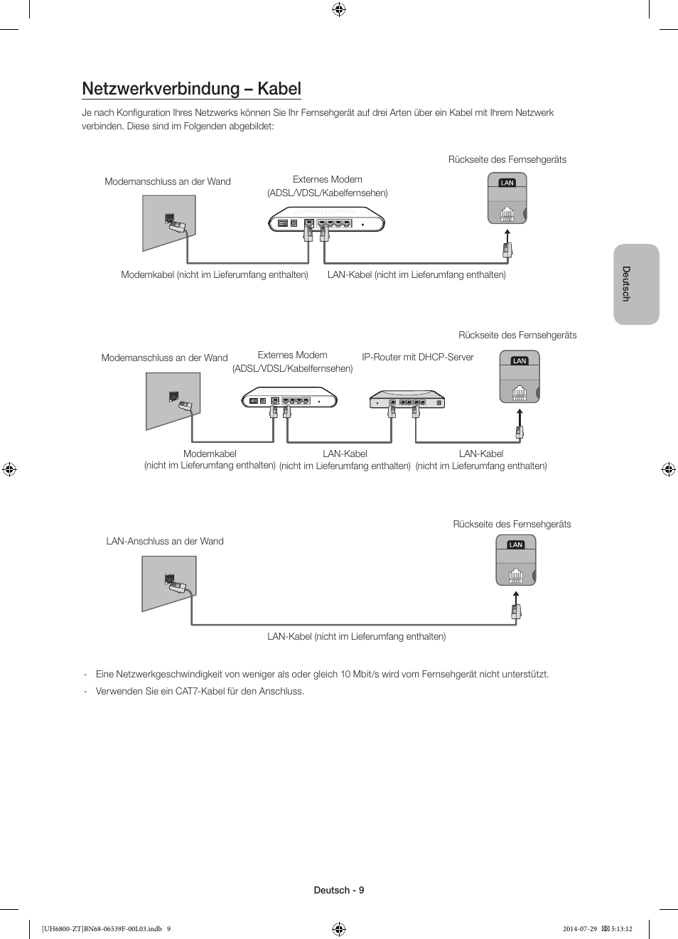 Netzwerkverbindung – kabel | Samsung UE55H6800AY User Manual | Page 49 / 61