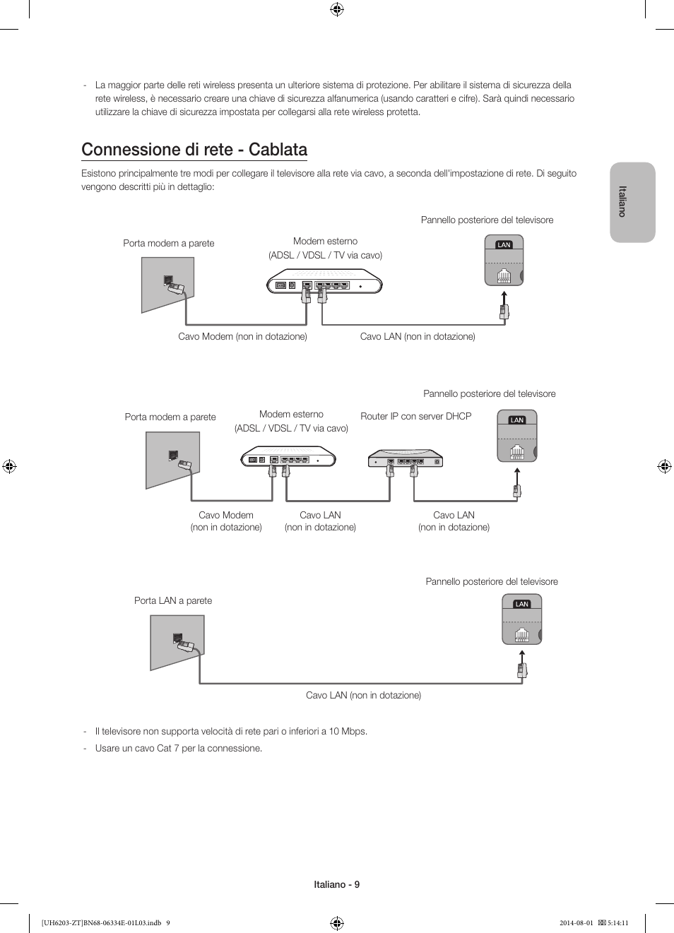 Connessione di rete - cablata | Samsung UE32H5303AK User Manual | Page 29 / 61