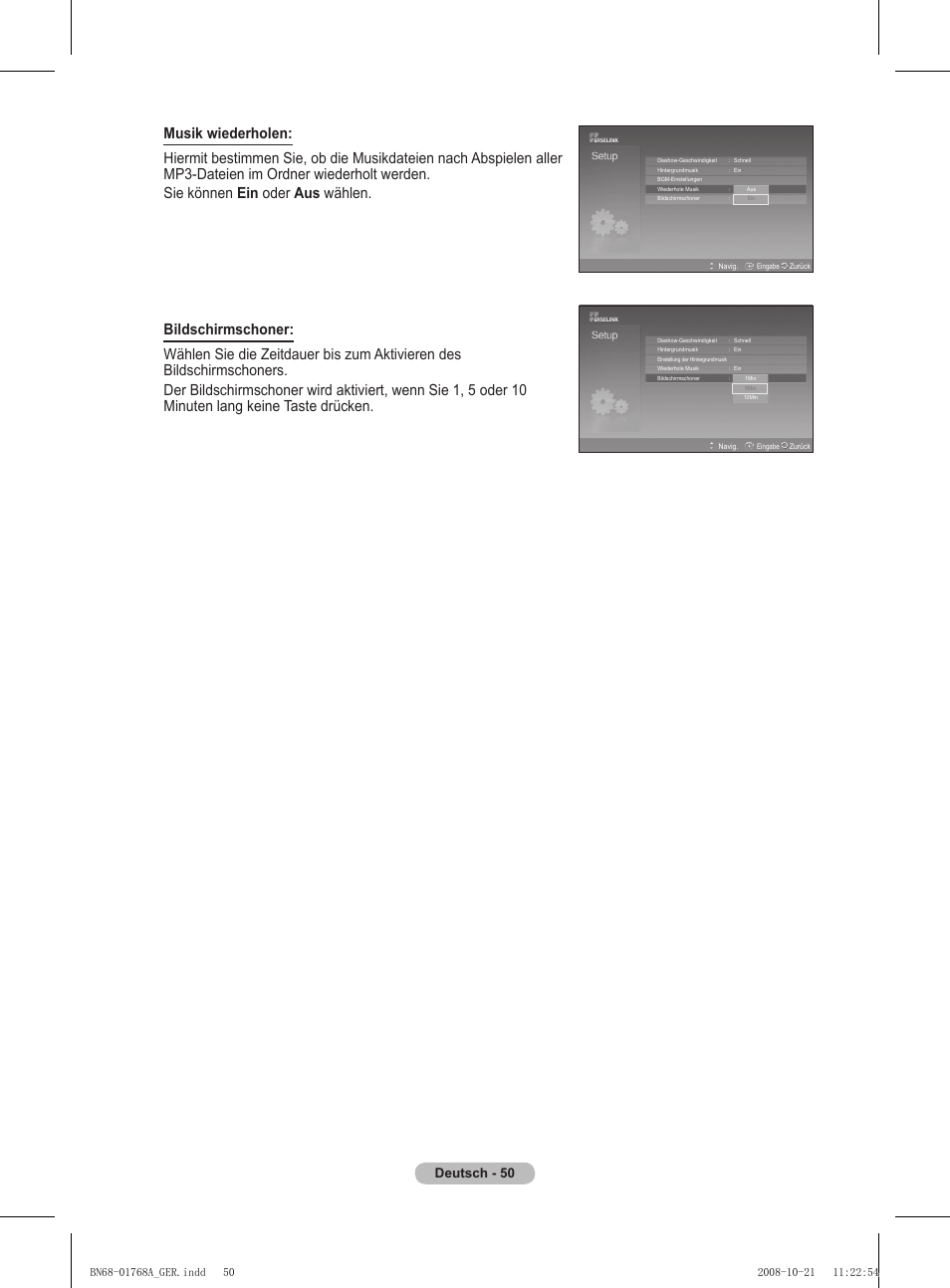 Deutsch - 50 | Samsung PS58A656T1F User Manual | Page 177 / 567
