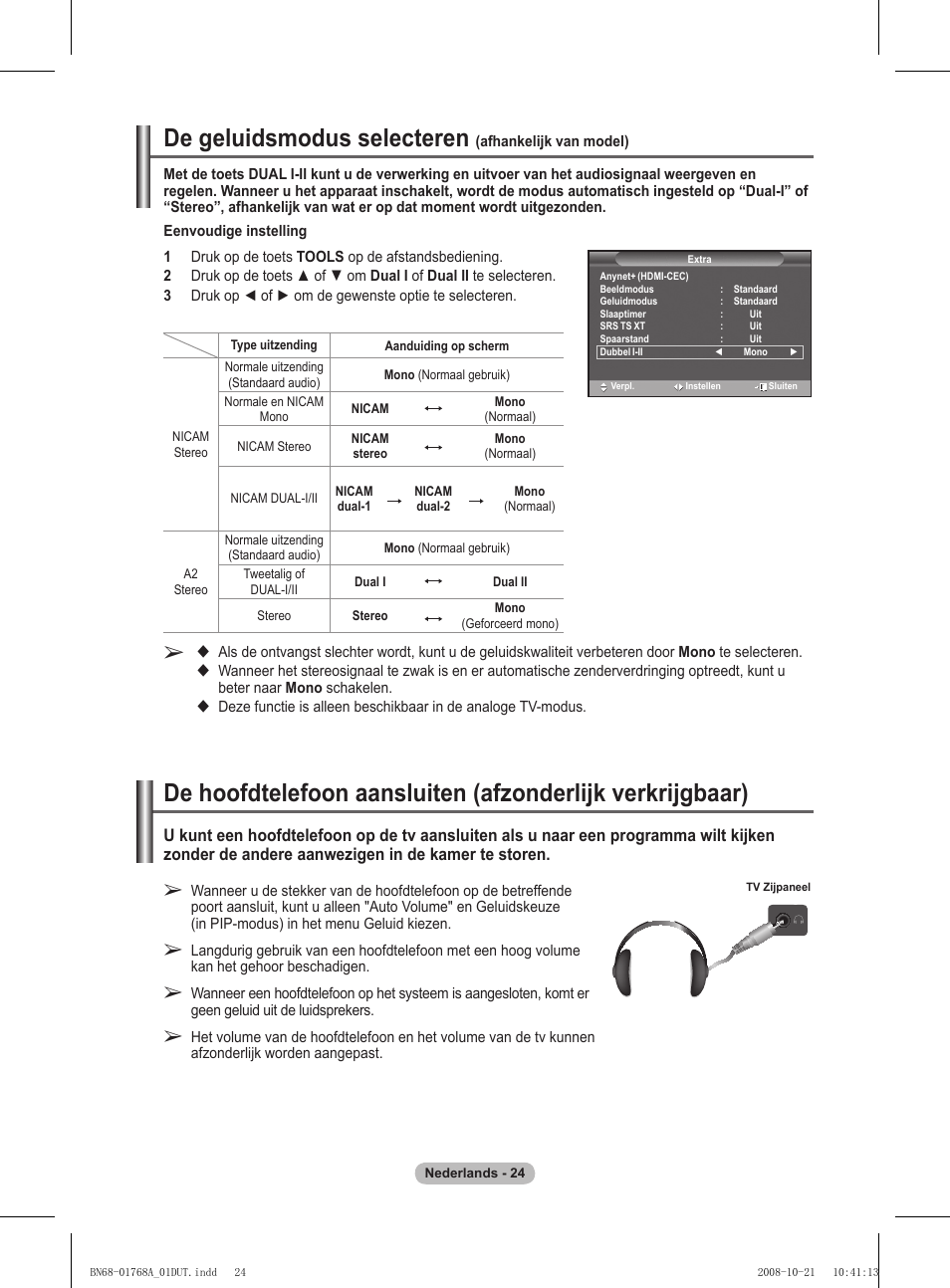 De geluidsmodus selecteren | Samsung PS58A656T1F User Manual | Page 214 / 567