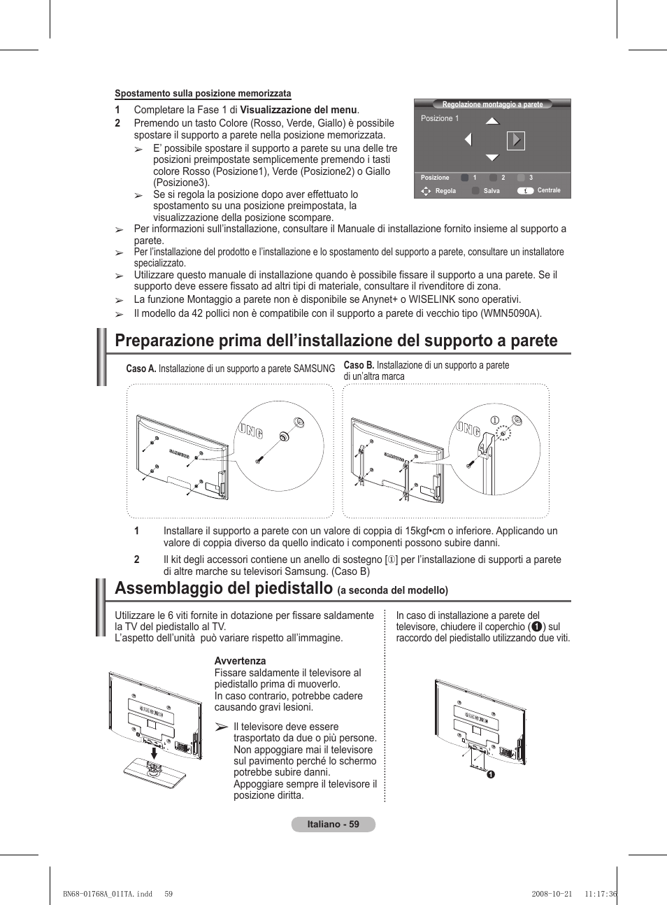 Assemblaggio del piedistallo | Samsung PS58A656T1F User Manual | Page 311 / 567