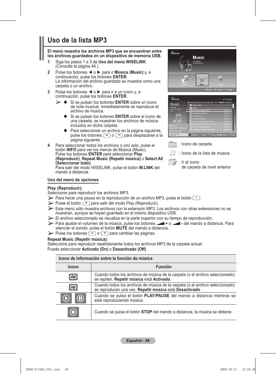 Uso de la lista mp | Samsung PS58A656T1F User Manual | Page 363 / 567