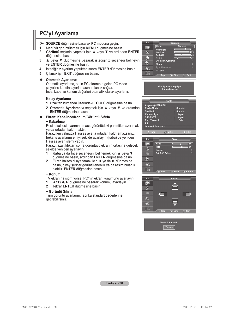 Pc’yi ayarlama | Samsung PS58A656T1F User Manual | Page 533 / 567