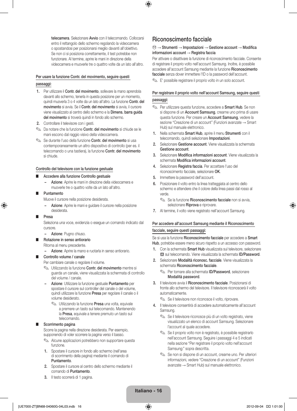 Riconoscimento facciale | Samsung UE46ES7000Q User Manual | Page 39 / 71