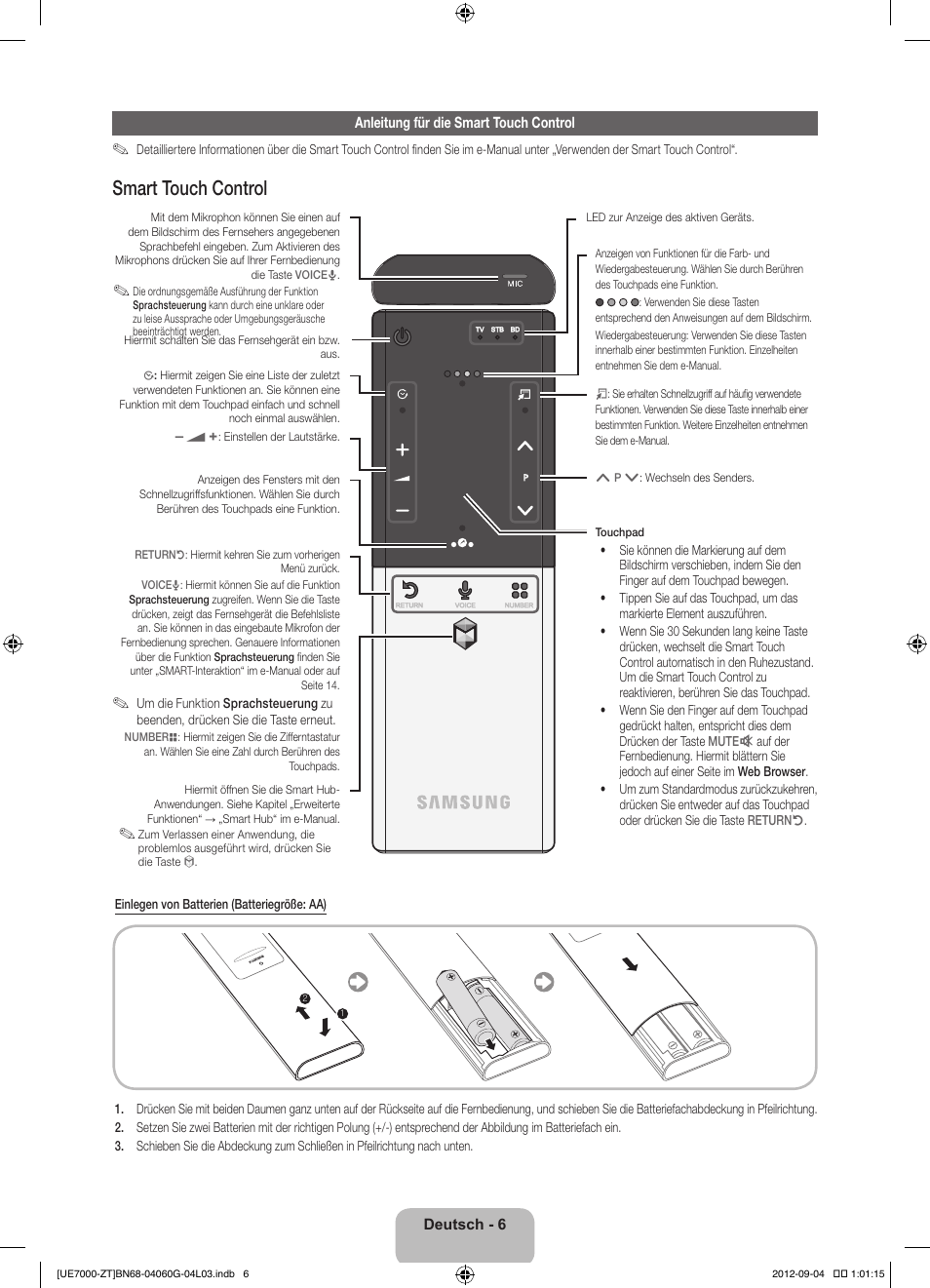 Smart touch control | Samsung UE46ES7000Q User Manual | Page 53 / 71