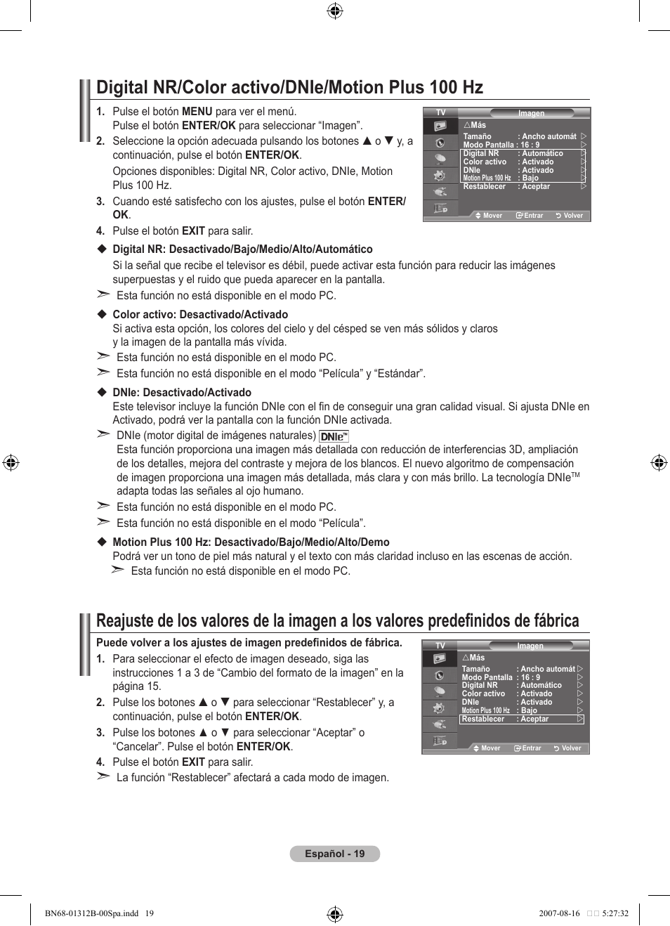 Digital nr/color activo/dnie/motion plus 00 hz | Samsung LE40F86BD User Manual | Page 343 / 516