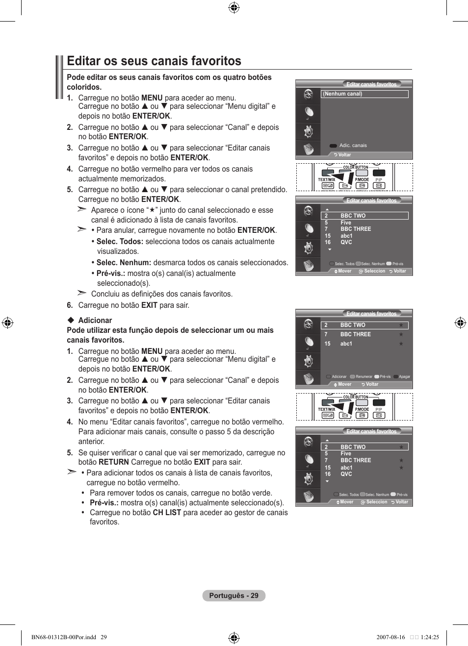 Editar os seus canais favoritos | Samsung LE40F86BD User Manual | Page 417 / 516