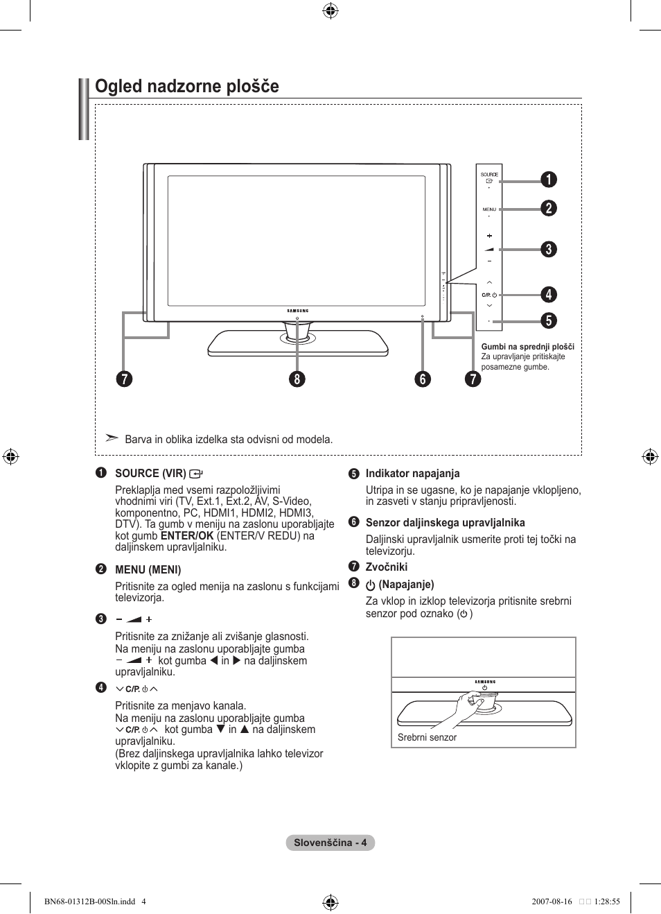Ogled nadzorne plošče | Samsung LE40F86BD User Manual | Page 456 / 516