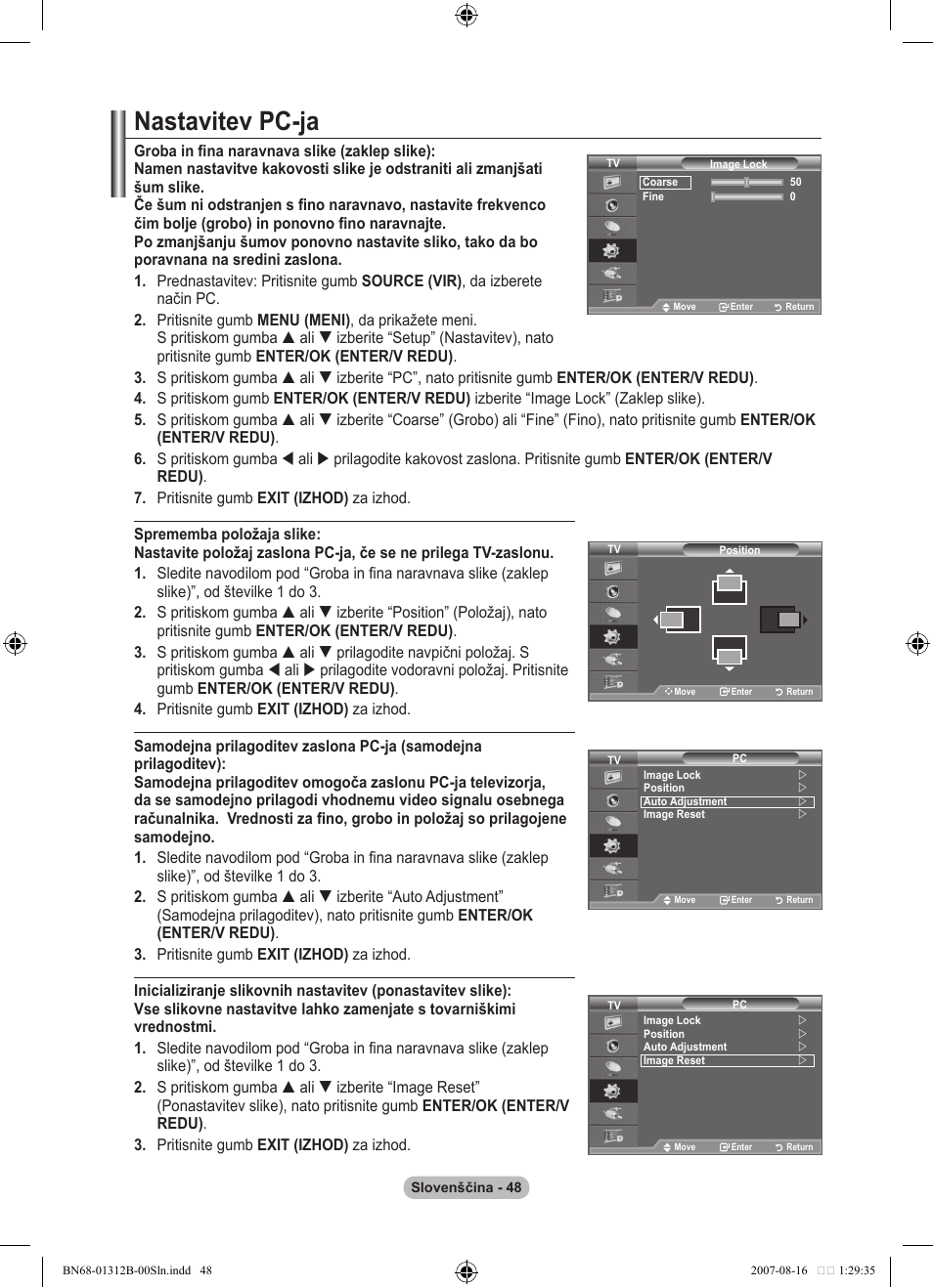 Nastavitev pc-ja | Samsung LE40F86BD User Manual | Page 500 / 516