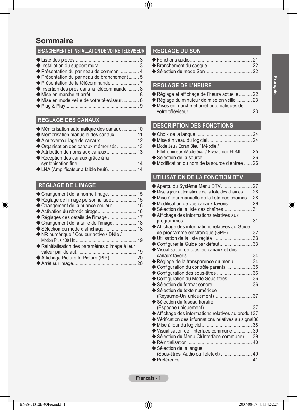 Sommaire | Samsung LE40F86BD User Manual | Page 67 / 516