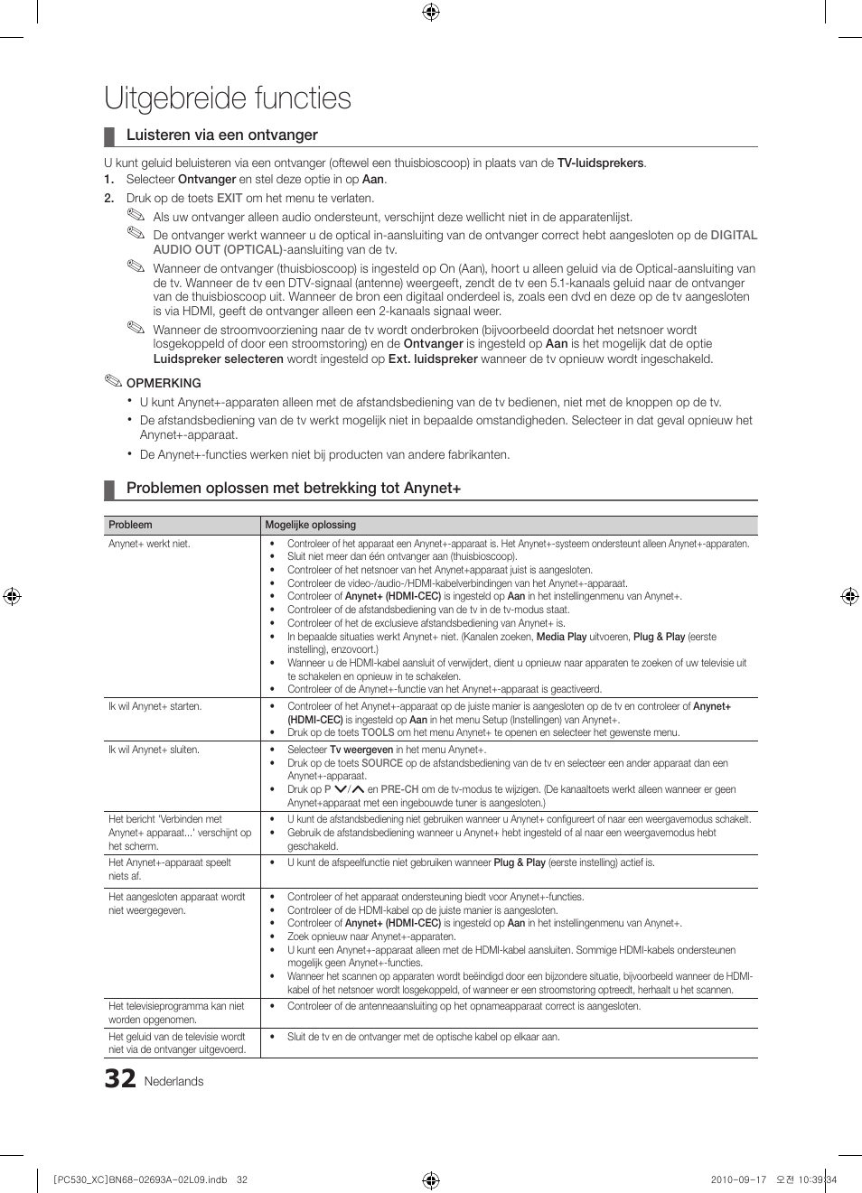 Uitgebreide functies | Samsung PS50C530C1W User Manual | Page 152 / 365