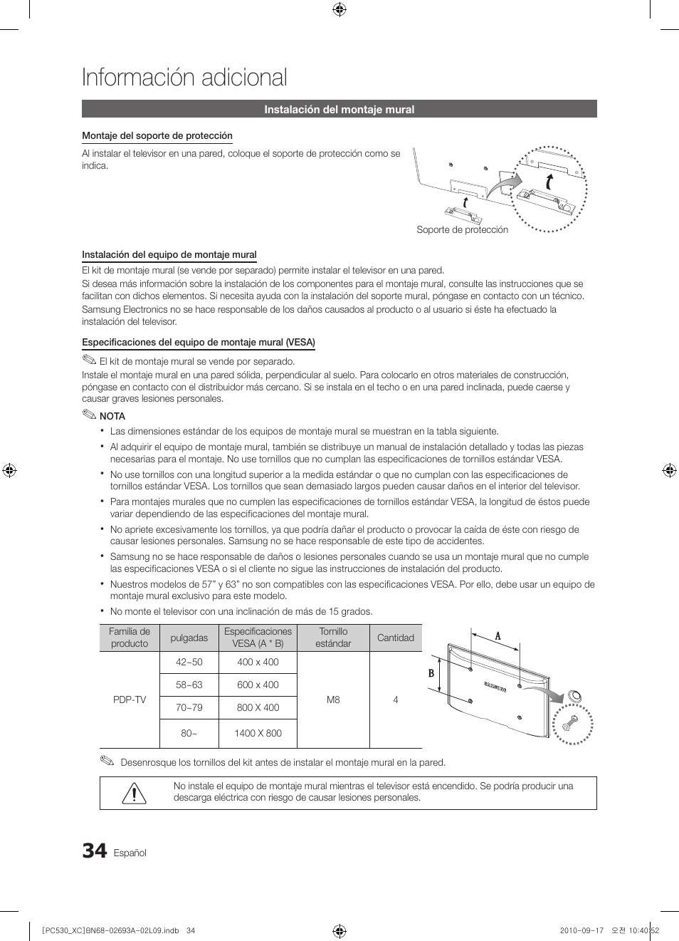 Información adicional | Samsung PS50C530C1W User Manual | Page 236 / 365