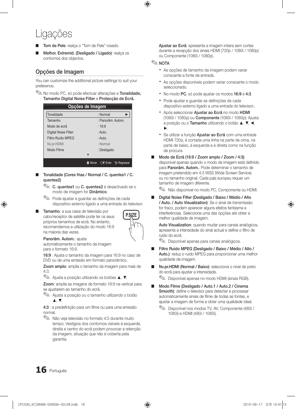 Ligações | Samsung PS50C530C1W User Manual | Page 258 / 365