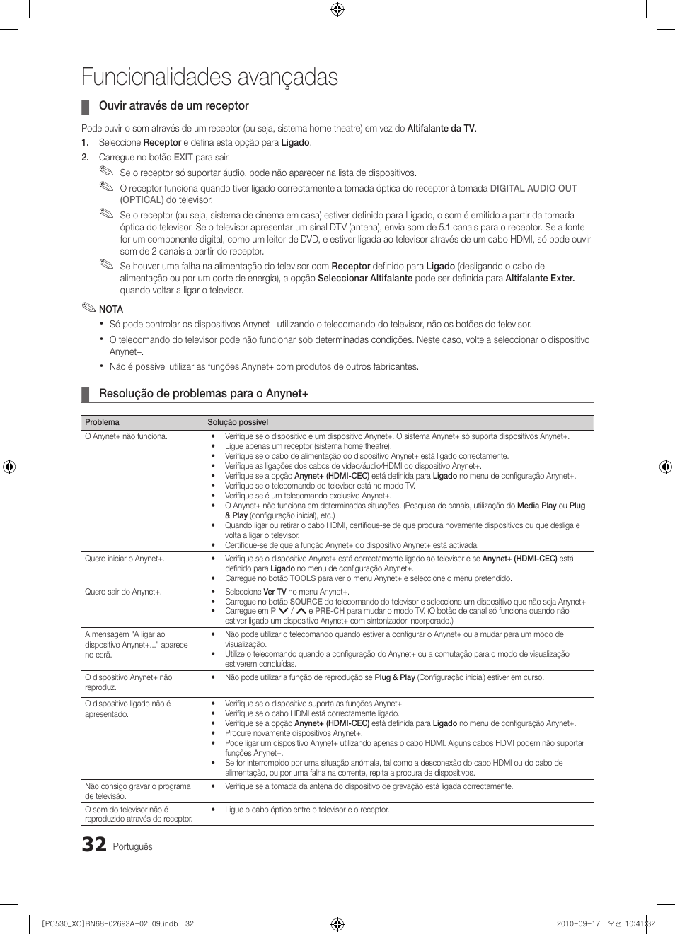 Funcionalidades avançadas | Samsung PS50C530C1W User Manual | Page 274 / 365