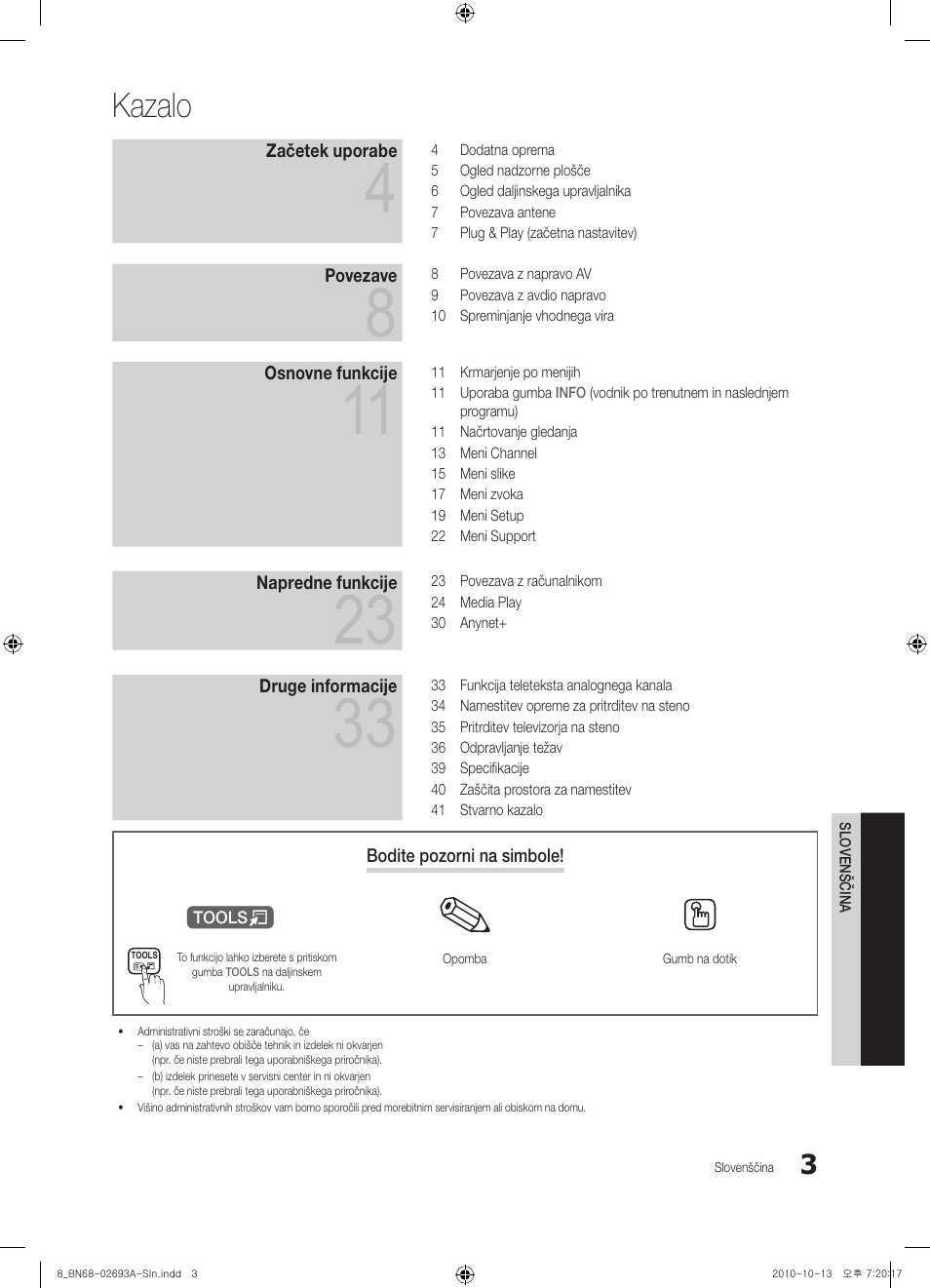 Kazalo | Samsung PS50C530C1W User Manual | Page 285 / 365