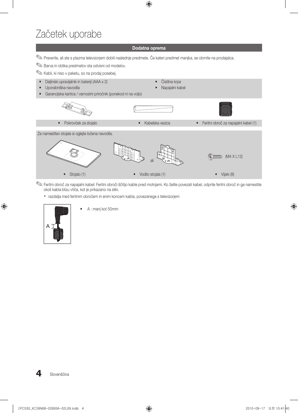 Začetek uporabe | Samsung PS50C530C1W User Manual | Page 286 / 365