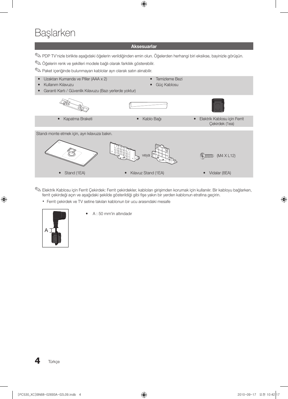 Başlarken | Samsung PS50C530C1W User Manual | Page 326 / 365