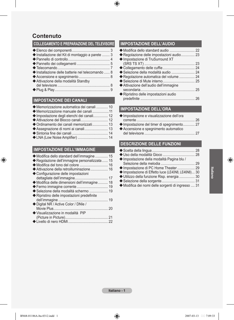 Contenuto | Samsung LE52M87BD User Manual | Page 251 / 498