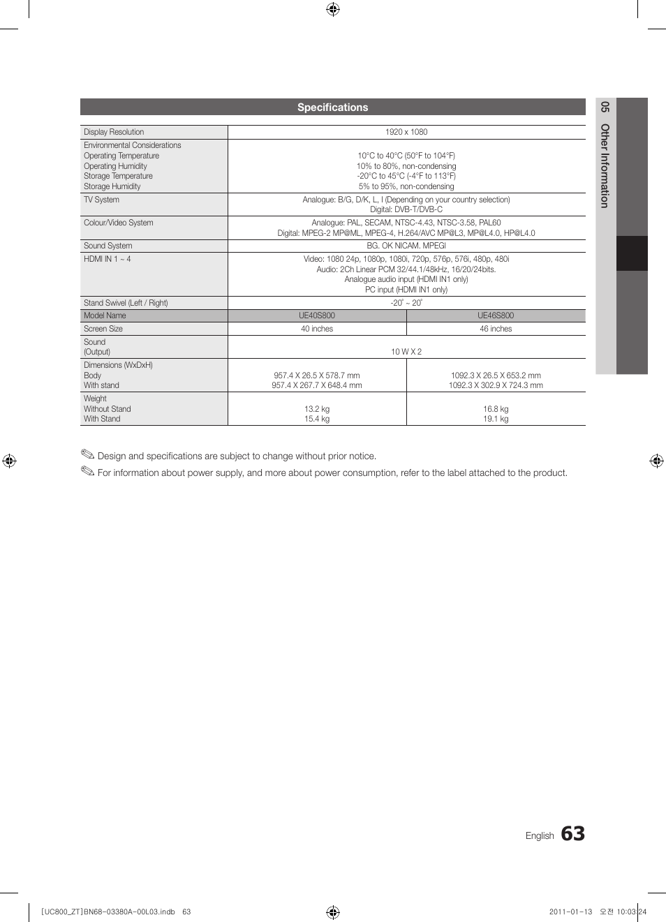 Samsung UE40S800XP User Manual | Page 63 / 192