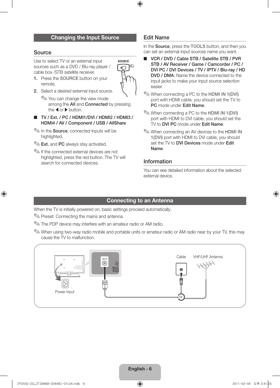 Samsung PS59D550C1W User Manual | Page 6 / 78