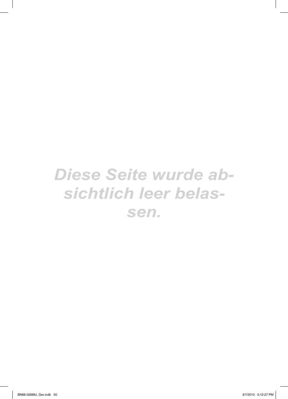 Diese seite wurde ab- sichtlich leer belas- sen | Samsung LE46C630K1P User Manual | Page 149 / 149