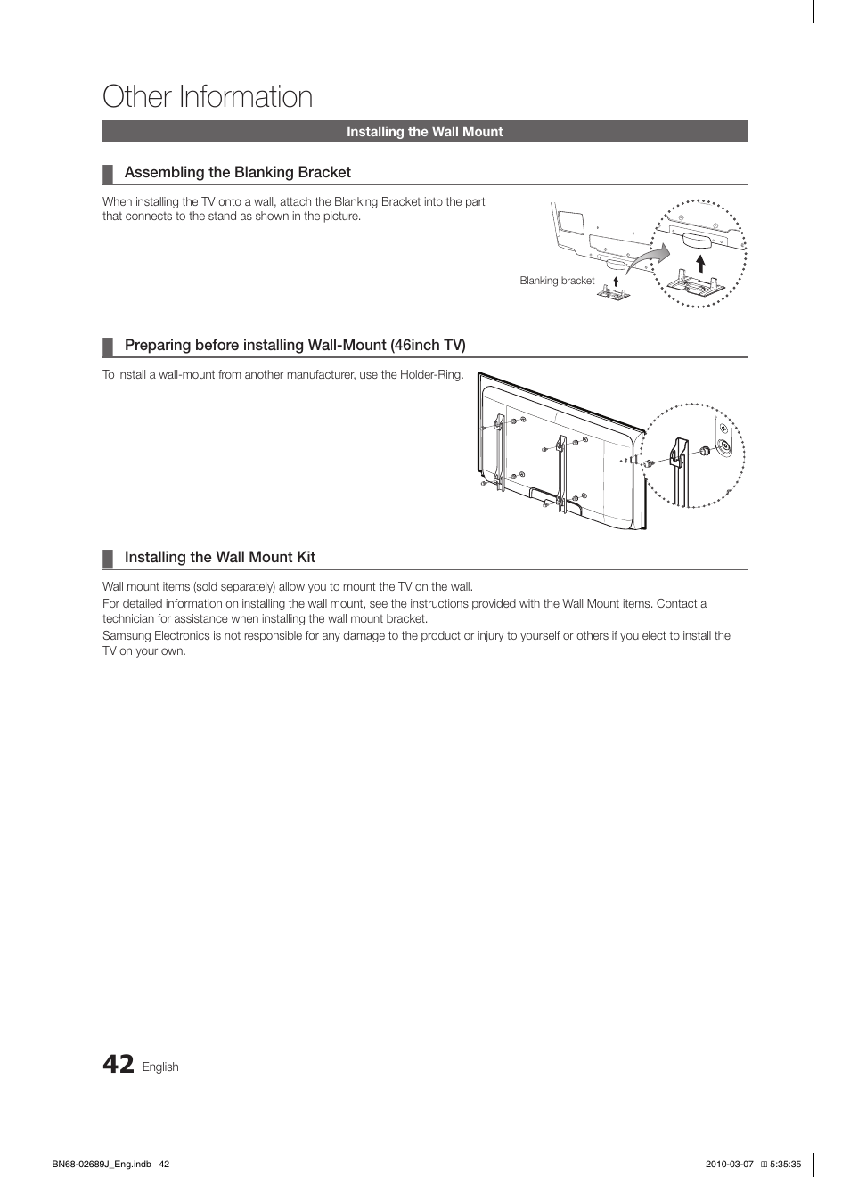Other information | Samsung LE46C630K1P User Manual | Page 42 / 149