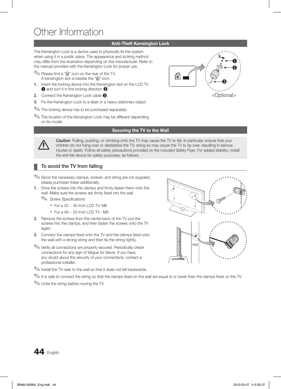 Other information | Samsung LE46C630K1P User Manual | Page 44 / 149