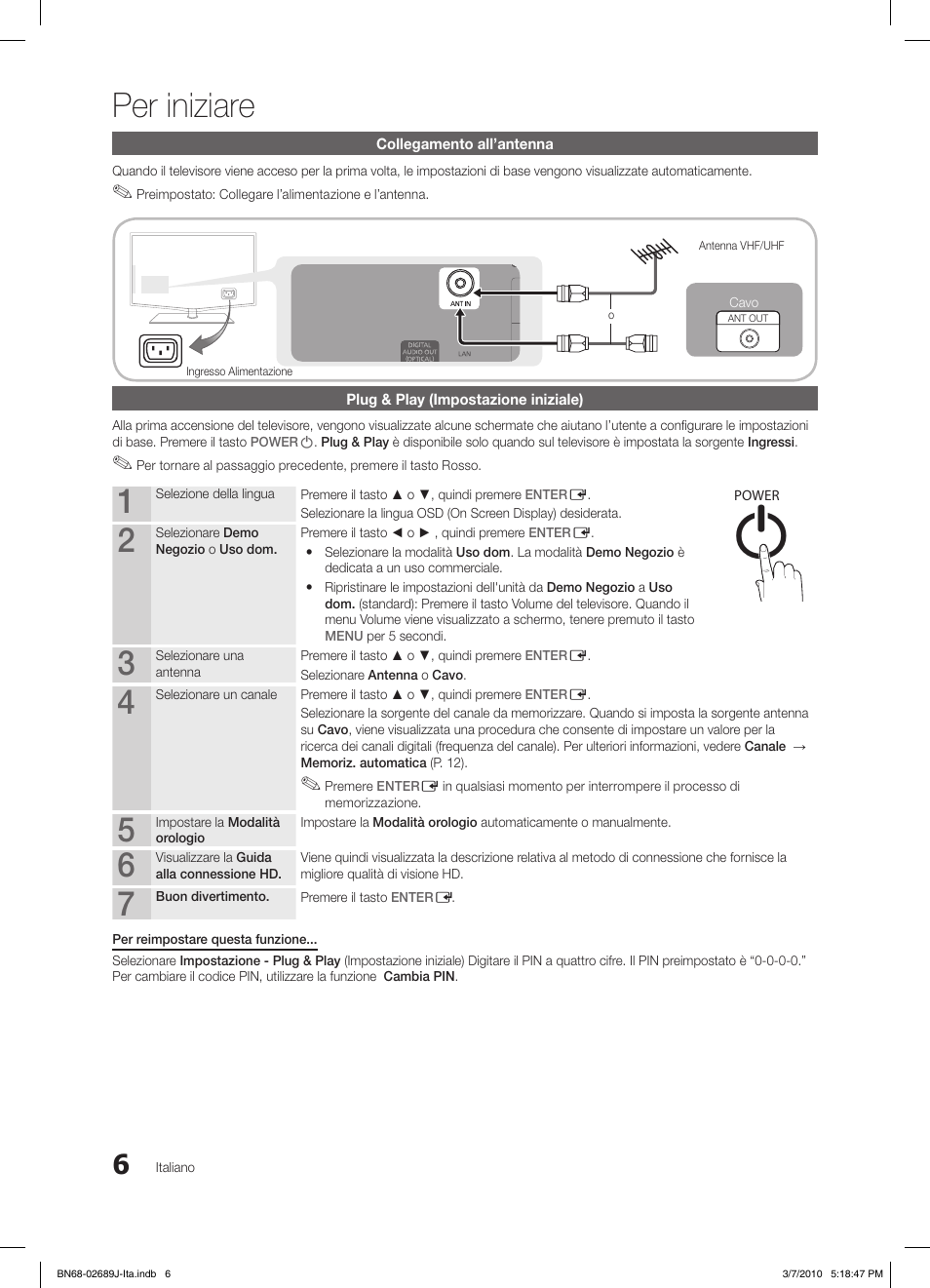 Per iniziare | Samsung LE46C630K1P User Manual | Page 55 / 149