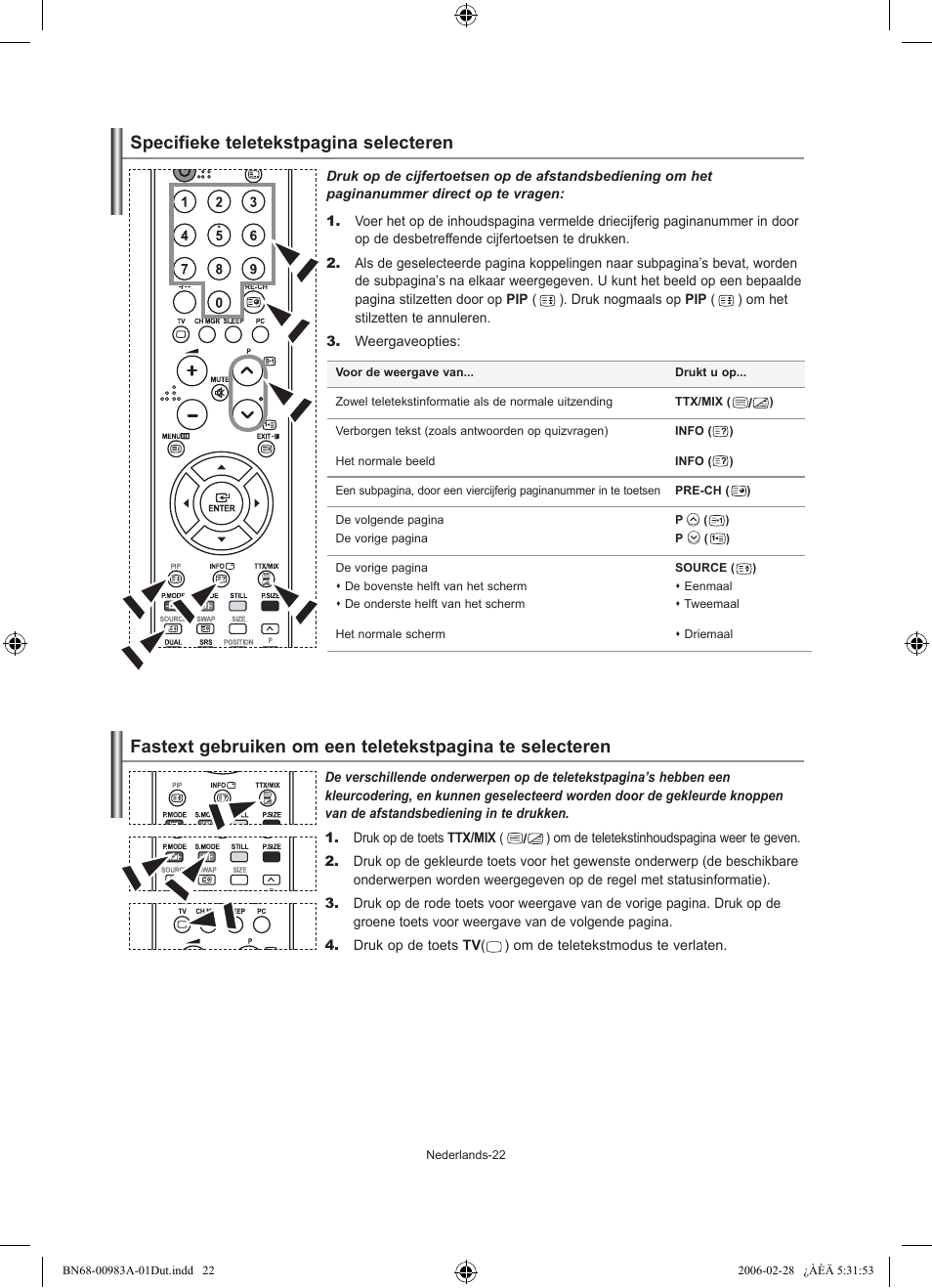 Specifieke teletekstpagina selecteren | Samsung LE32R72B User Manual | Page 102 / 187