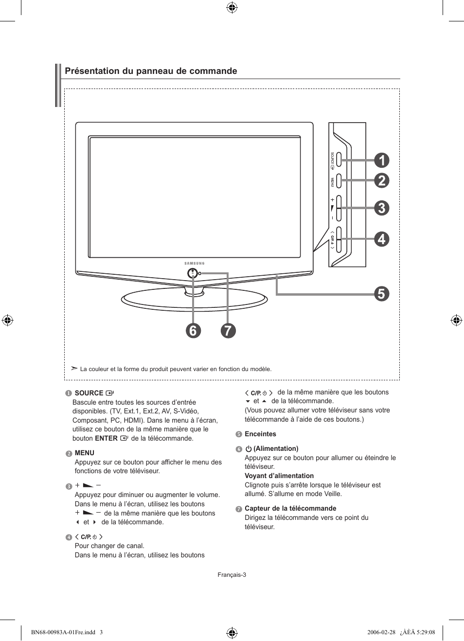Présentation du panneau de commande | Samsung LE32R72B User Manual | Page 31 / 187