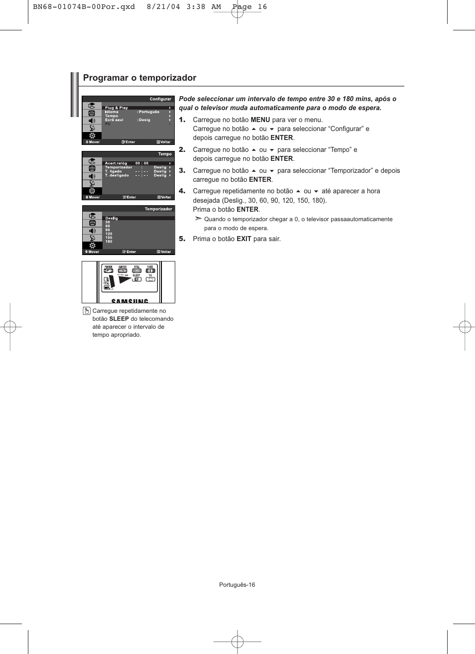 Programar o temporizador | Samsung LE19R71B User Manual | Page 143 / 179