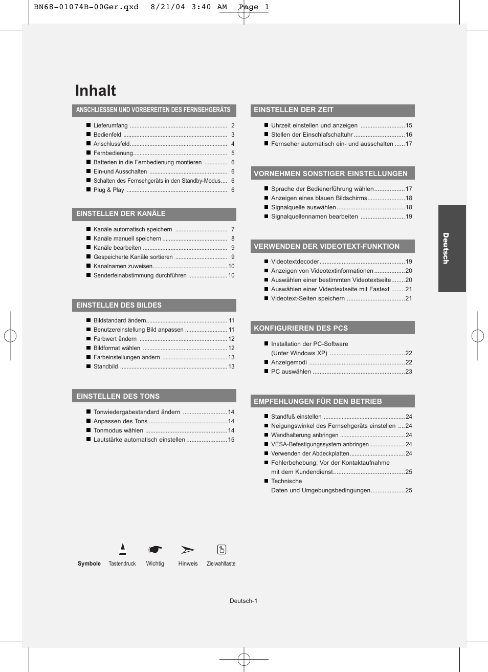 Inhalt | Samsung LE19R71B User Manual | Page 53 / 179