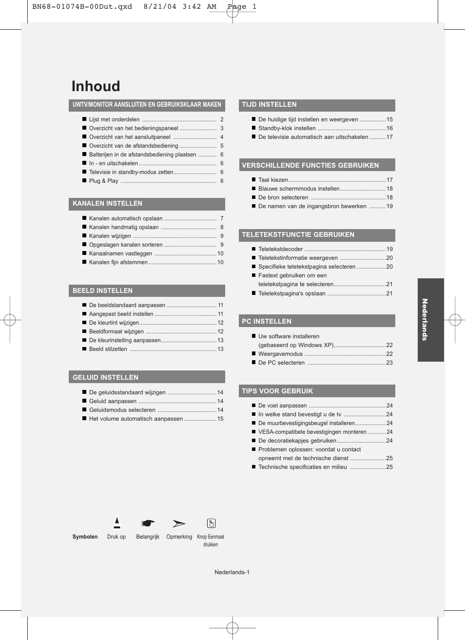 Inhoud | Samsung LE19R71B User Manual | Page 78 / 179