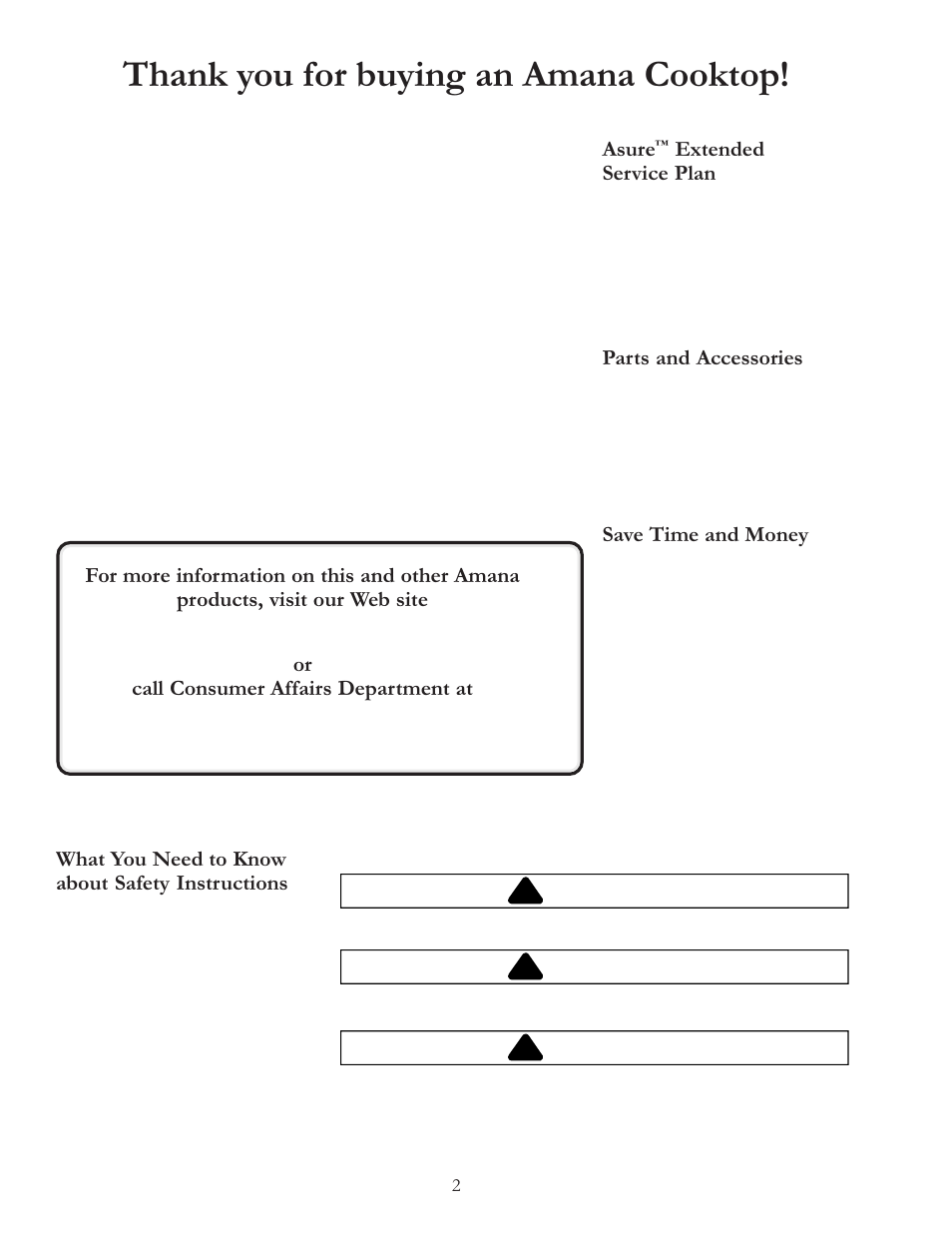 Danger, Warning, Caution | Amana AKT3650 User Manual | Page 2 / 12
