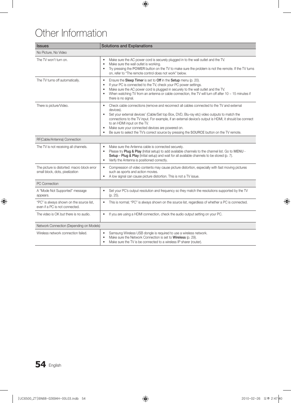 Other information | Samsung UE37C6500UP User Manual | Page 54 / 178
