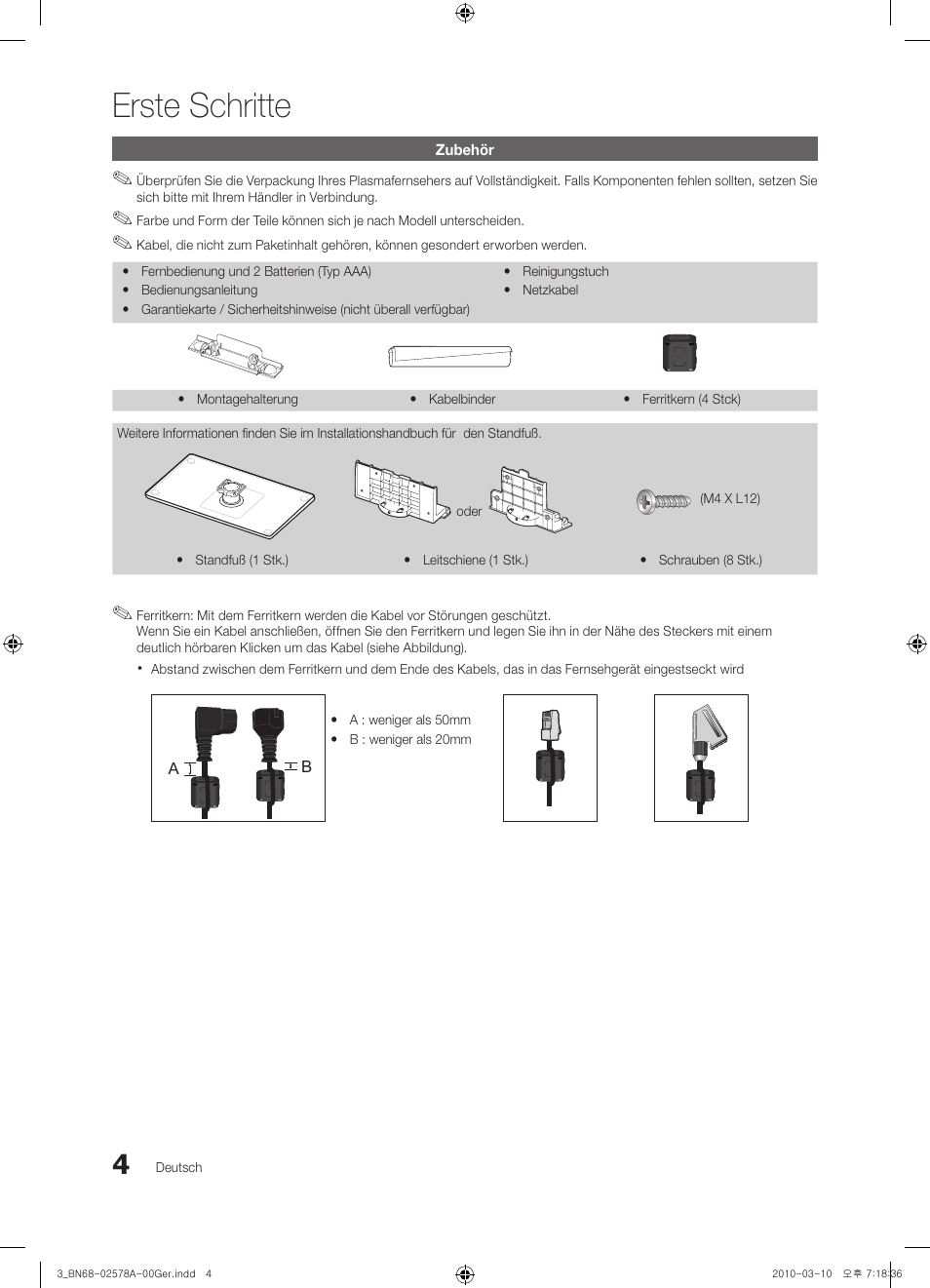 Erste schritte | Samsung PS50C551G2W User Manual | Page 104 / 452