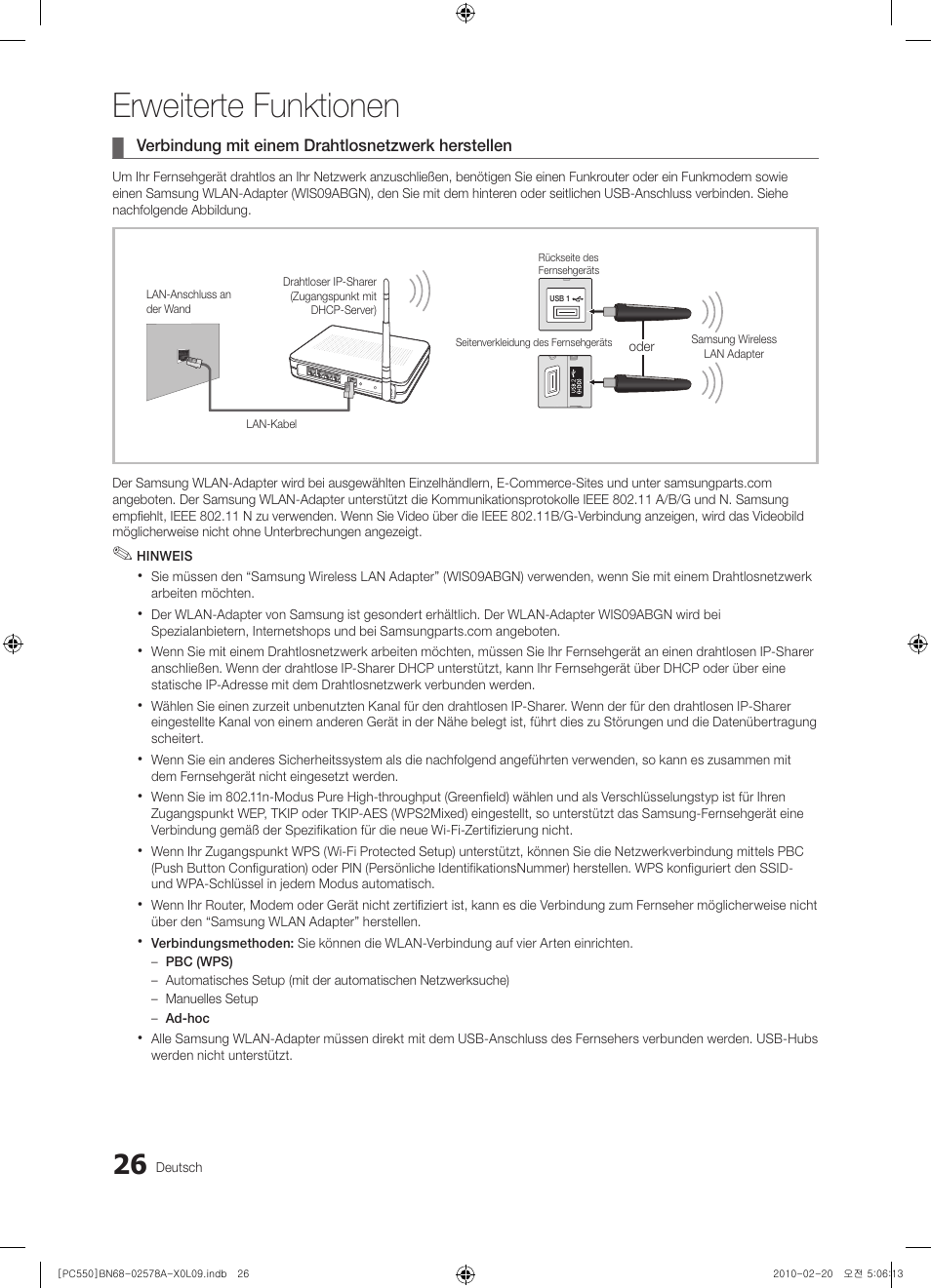 Erweiterte funktionen | Samsung PS50C551G2W User Manual | Page 126 / 452