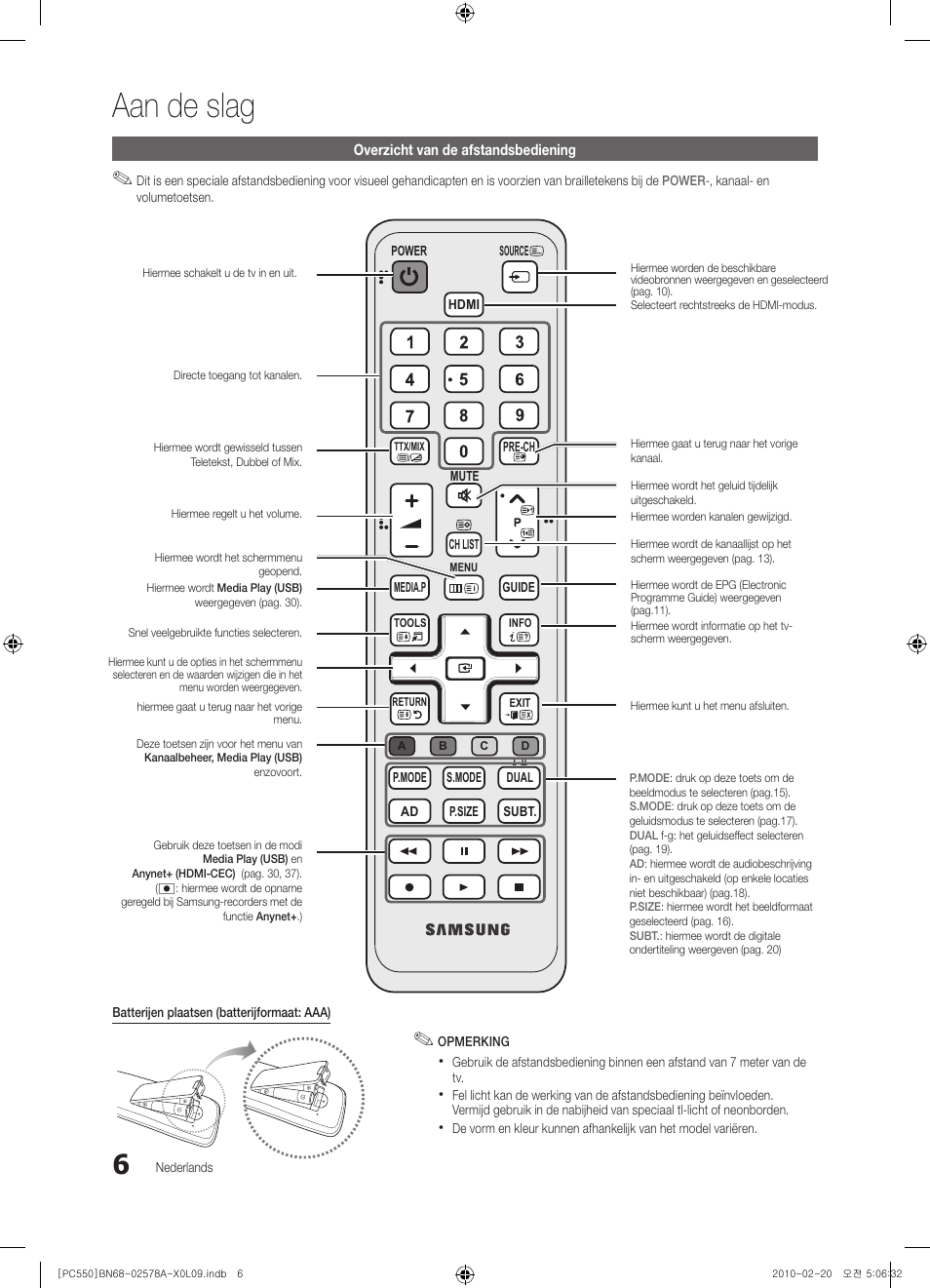 Aan de slag | Samsung PS50C551G2W User Manual | Page 156 / 452