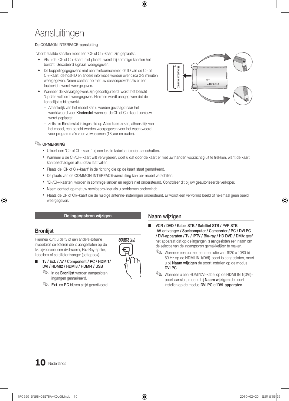 Aansluitingen | Samsung PS50C551G2W User Manual | Page 160 / 452