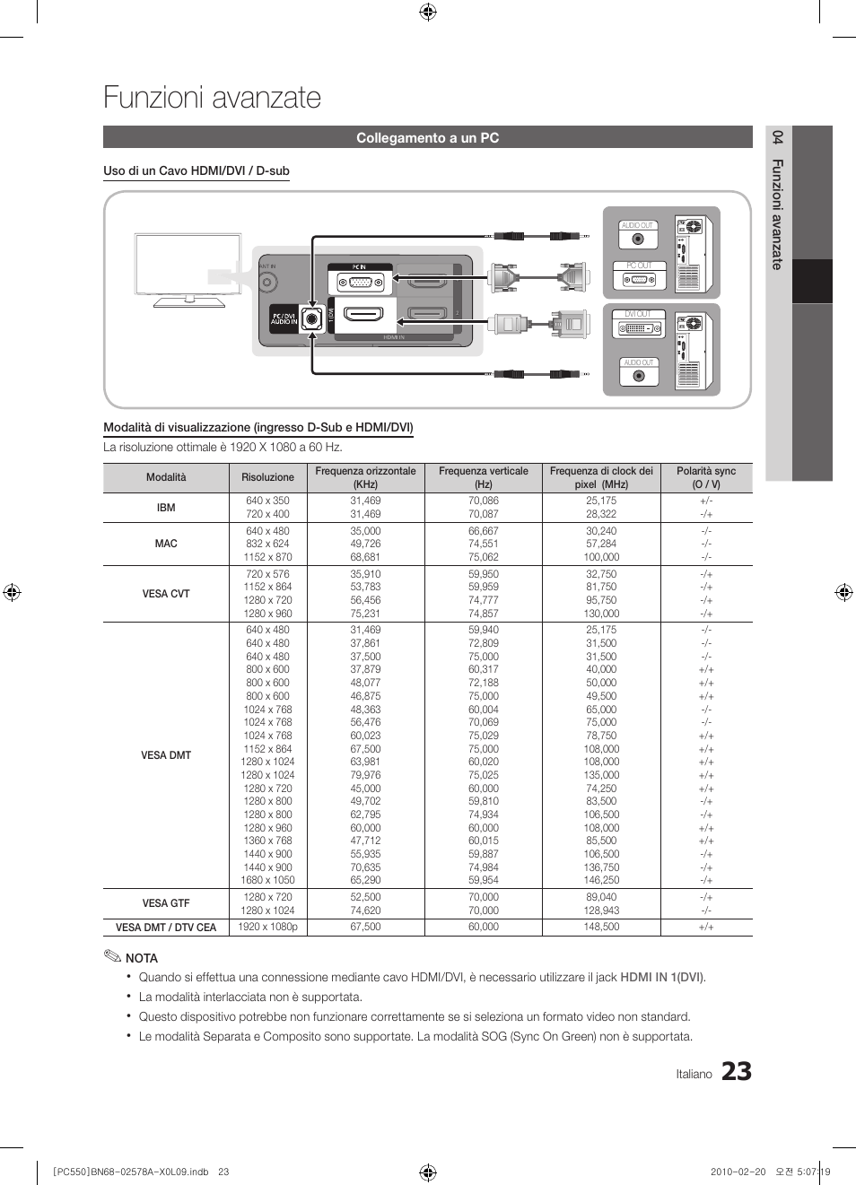 Funzioni avanzate | Samsung PS50C551G2W User Manual | Page 223 / 452