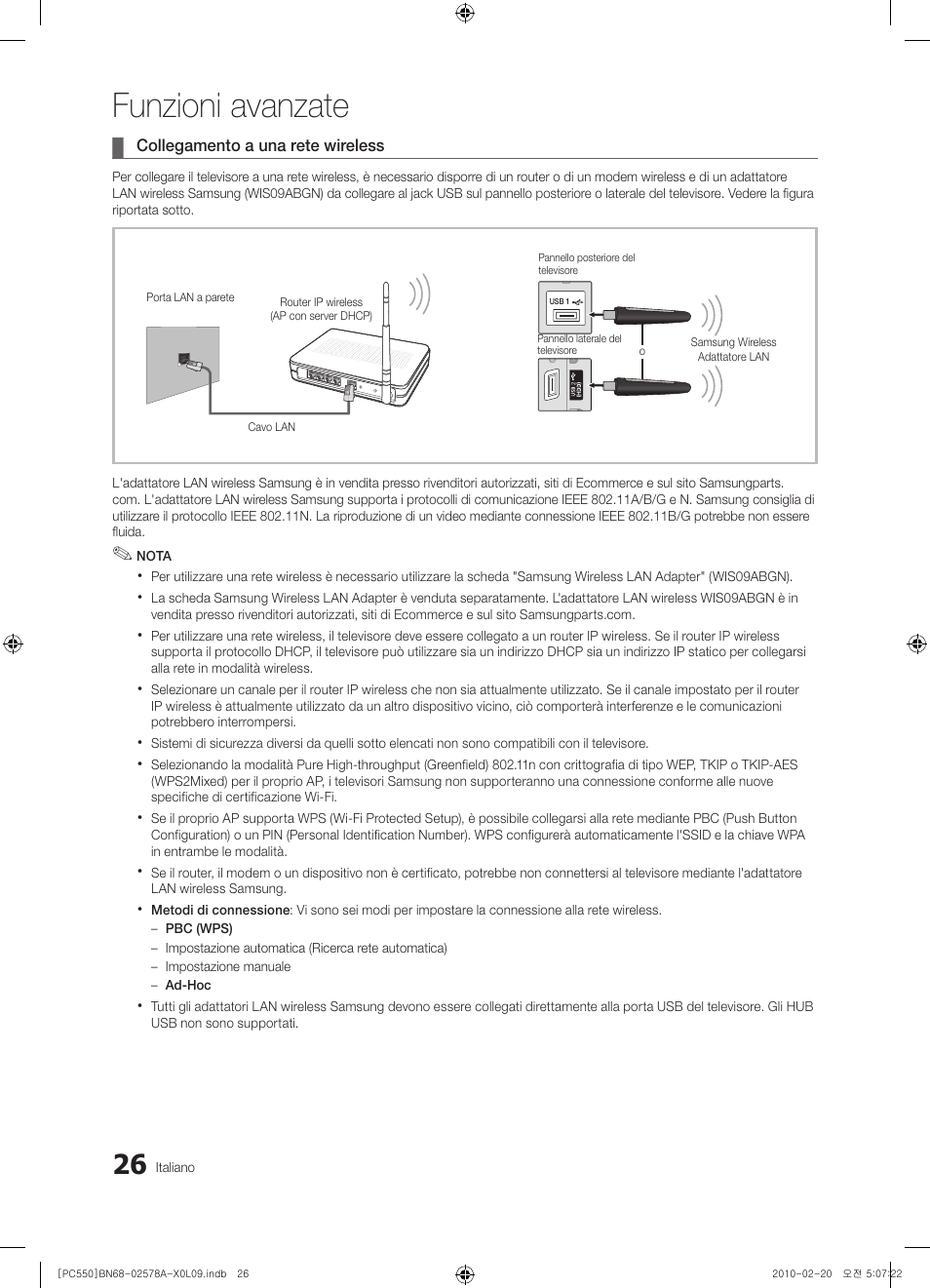 Funzioni avanzate | Samsung PS50C551G2W User Manual | Page 226 / 452