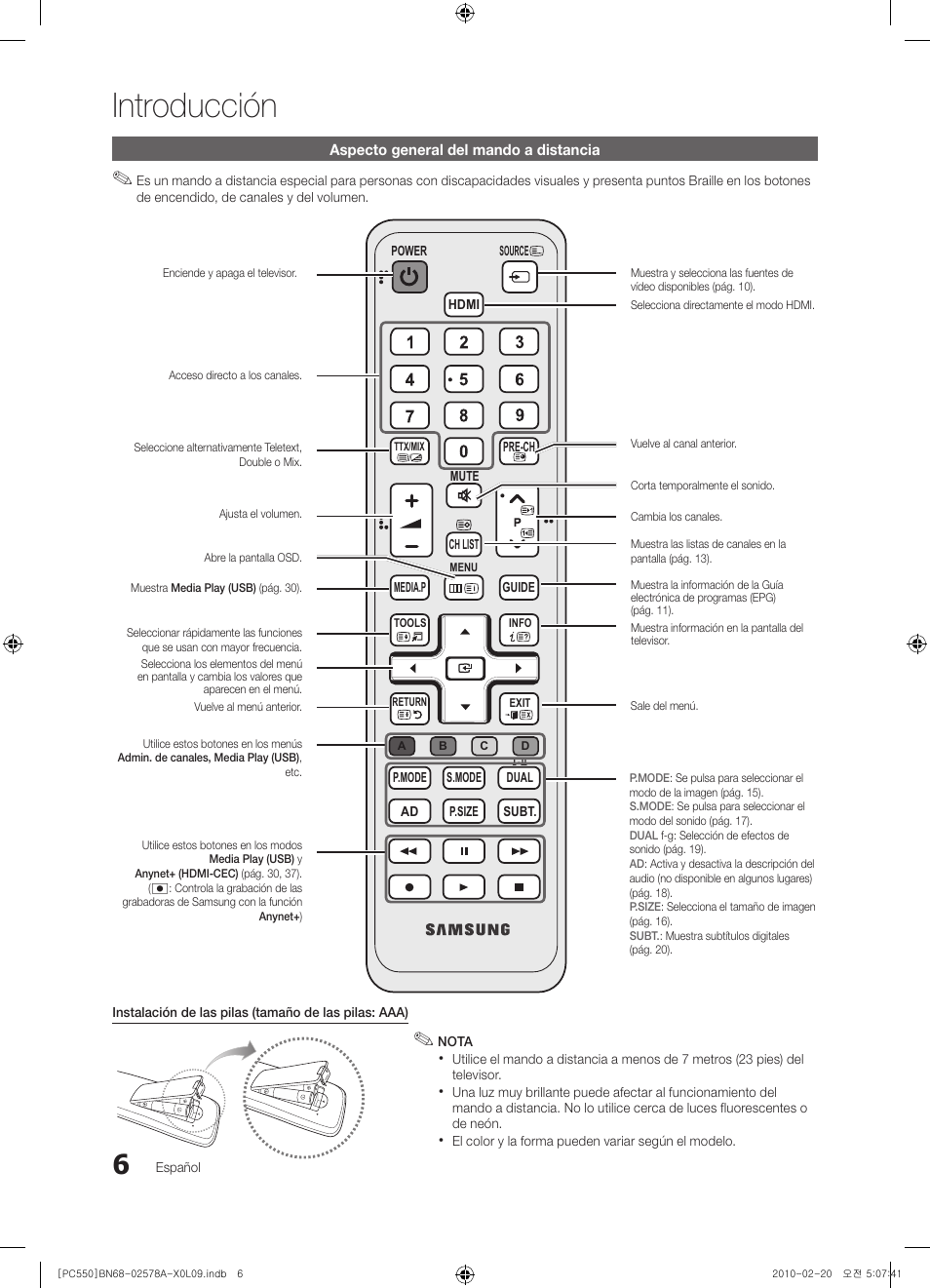 Introducción | Samsung PS50C551G2W User Manual | Page 256 / 452